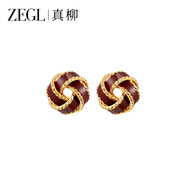 ZEGL新中式酒中國(guó)結(jié)紅色耳環(huán)耳夾耳新款送女朋友禮物情人節(jié)生日 紅運(yùn)同心結(jié)耳環(huán)（耳環(huán)款）