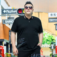 豪朗格（Haolangge）潮胖子夏季男裝加肥加大碼翻領(lǐng)短袖t恤肥佬半袖冰絲棉帶領(lǐng)子體恤 TX444白色 4XL