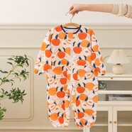 兒童連體罩衣長(cháng)袖防臟耐臟連體衣吃飯畫(huà)畫(huà)一體式罩衣嬰兒爬爬服 YQ【印花連體拉鏈款】水果桃子 【寬松版】 90cm