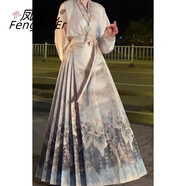鳳蝶兒馬面裙全套新中式連衣裙春季女裝2025年新款小個(gè)子改良旗袍漢服女 2860上衣+馬面裙（無(wú)飾品） S