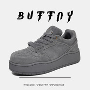 BUFFNY品牌情侶款網(wǎng)紅爆款厚底增高潮流百搭休閑鞋秋冬運(yùn)動(dòng)學(xué)院風(fēng)板鞋 灰色 43