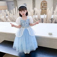 蓓然美灰姑娘公主裙秋愛(ài)莎連衣裙艾莎愛(ài)麗絲生日禮服兒童公主裙演出服 灰姑娘A 120