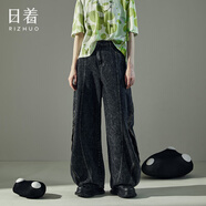 日著原創(chuàng)設(shè)計(jì)純棉水洗復(fù)古回潮燈籠褲牛仔褲女2024夏季新款寬松闊腿褲 氣球灰 XL