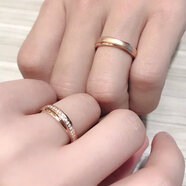 DIOWOW2024新款彩金色男士結(jié)婚對(duì)戒婚戒男女一對(duì)玫瑰金色皓石天作 玫瑰金色男戒