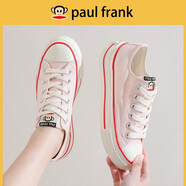 大嘴猴（paul frank）男士帆布鞋男鞋低幫情侶休閑鞋透氣潮鞋戀人平底板鞋女學(xué)生小白鞋 粉紅 37