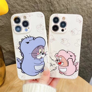 電小嘟 適用蘋果14promax情侶手機(jī)殼iphone13貓和老鼠湯姆杰瑞12卡通可愛11防摔蘋果16Plus全包15pro軟 藍(lán)色恐龍湯姆 iPhone 13