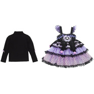 閃動少女庫洛米衣服女小童蛋糕連衣春秋裝COS服女孩子生日公主潮 吊帶裙子+毛衣泡泡袖打底 120cm