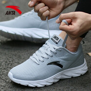 安踏（ANTA）跑步鞋男鞋夏季新款網(wǎng)面休閑鞋透氣超輕減震跑鞋男款鞋子運(yùn)動(dòng)鞋子 霧灰/黑/安踏白5521 44.5