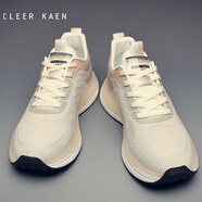 CLEER KAEN品牌男鞋夏季2024新款網(wǎng)面鞋透氣軟底增高運動鞋子男士跑步休閑鞋 沙色 42