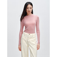 太平鳥(niǎo)女裝針織衫無(wú)縫系列打底針織衫女上衣冬 半高領(lǐng)初戀粉 L