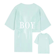 BOY BOY BOY銀色老鷹蝙蝠翅膀短袖女白色荊棘印花中性男寬松大碼恤潮 綠色短袖蝴蝶 綠色短袖蝴蝶 XS 建議120斤以下