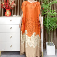 唐巷裙子夏天女裝2024夏季新款40歲高貴長(cháng)款裙長(cháng)120ml大碼裙連衣裙緞 824愛(ài)瑪橘 均碼