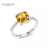 GEM STONE KING3.12克拉黃水晶戒指925銀鑲彩色寶石經(jīng)典送老婆生日禮物520禮物 美6號