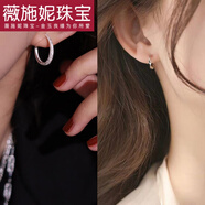 薇施妮（WEISHINI）925銀針女星河系列閃砂耳飾簡(jiǎn)約百搭氣質(zhì)感耳扣耳圈 閃砂耳環(huán)+銀色扭曲耳環(huán)A10-203 925銀針