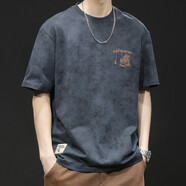 胖胖兄重磅短袖t恤男士寬松大碼潮牌夏季2025新款潮流純棉圓領(lǐng)男裝體恤T 黑色 2XL （160-180斤）