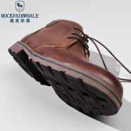 洛克華菲（Rock Fairwhale）新品男鞋百搭馬丁靴男英倫風(fēng)真皮男士休閑皮鞋復(fù)古靴子男 棕色 41