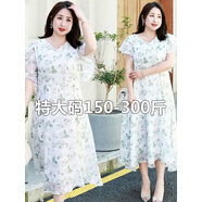 簡(jiǎn)依韻300斤特肥特大碼女顯瘦連衣裙夏季260胖人雪紡中長(cháng)裙240碎花A字裙 4XL140160斤