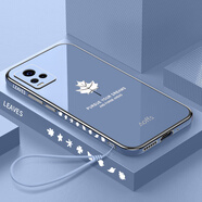 佩諾（PINO）  vivos7手機殼s7t保護套鏡頭全包防摔電鍍楓葉硅膠+鏡面支架直邊男女款網(wǎng)紅軟外殼潮牌 【薰衣草灰】楓葉直邊電鍍 vivoS7/S7T通用