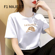 F1MAJE1T高端設(shè)計(jì)師品牌短袖T恤女夏季2025新款韓版棉上衣寬松圓領(lǐng)女裝 T恤/圓領(lǐng)/白色/ XL 【116-125斤】建議體重