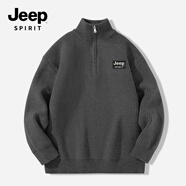 JEEP SPIRIT吉普半拉鏈毛衣男冬款復(fù)古美式保暖立領(lǐng)針織衫優(yōu)衣庫平替套頭上衣