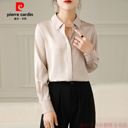 GIOIO品牌重磅三醋酸緞面真絲襯衫女職業(yè)女裝上衣白色長(zhǎng)袖精致面試襯衣 米杏色 L 105-115斤