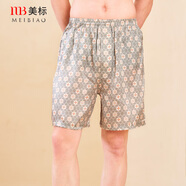 美標(biāo)真絲內(nèi)褲睡衣男士春夏短褲100%桑蠶絲可外穿沙灘睡褲絲綢家居服 K413-19灰綠 3XL (185)