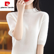 皮爾卡丹女裝羊毛針織衫短袖女一線(xiàn)成衣半高領(lǐng)短袖秋冬寬松2026新 奶白色 3XL