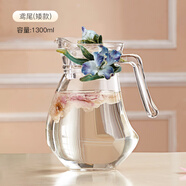 諾詩(shī)曼 琺瑯彩無(wú)鉛玻璃水壺家用客廳餐廳辦公室茶幾涼水壺泡花茶耐高溫 鳶尾花水壺 矮款 1.3L 1只