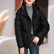 南極人羽絨服女2024新款免洗短款加厚顯瘦白鴨絨韓版寬松立領(lǐng)小防寒服 黑色 L