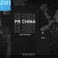 COLBETMIL中國China疊字疊詞英文創(chuàng)意潮牌短袖T恤男女棉體恤衫夏 【】長絨棉短袖黑色A S 50至60公斤