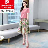 皮爾卡丹（pierre cardin）棉麻連衣裙女夏季2026年新款女裝氣質(zhì)洋氣套裝套裝裙子女裝夏天 磚紅 M