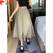 皮爾卡丹（pierre cardin）夏季2023年新款白色顯瘦輕奢網(wǎng)紗裙子字紗裙小個(gè)子半身裙女裝針織 灰色 M