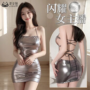 席音 情趣內衣性感純欲辣妹緊身包臀裙制服誘惑夜店亮片睡裙套裝sm成人用品性感舞蹈服 銀色 R1447 標準 標準