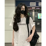 POUM純棉酒紅色短袖t恤男夏季寬松休閑五分袖打底衫情侶半袖上衣體恤 XZWP-T26白色 XL