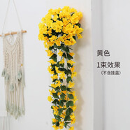 初衷 裝飾花藤壁掛紫藤花仿真墻壁花卉花墻網(wǎng)紅景點樓盤造景懸掛植物 黃色