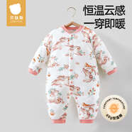 貝肽斯嬰兒衣服夾棉連體衣秋冬加厚保暖新生幼兒寶寶冬季外出棉服