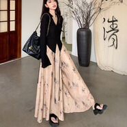 伴夕女士裙褲女套裝2025新款褲裙女闊腿褲子秋季女褲寬松大碼半身 新中式國風(fēng)褲裙 M 【建議95斤內】