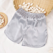 G.duck寶寶真絲睡衣套裝兒童100%桑蠶絲家居服夏季嬰幼兒空調衣服男女童 銀灰短褲 140cm