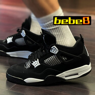 耐克（NIKE）【嚴選好物】AJ4 Nike Air Jordan 4喬 中幫男女子休閑運動籃球鞋 黑白雷公FQ8138-001 42.5