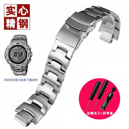 泰琴適配卡西歐PROTREK系列PRW3000/3100YT/6000/6100Y精鋼手表帶鋼帶 鋼色 16mm