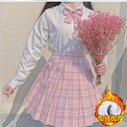 唐努烏（Tang Nu wu）【7件套】電競少女jk制服正學(xué)生百褶格裙校服日系正統(tǒng)學(xué)院風(fēng)短裙 少女心事加絨襯衫【7套裝】 XXL【125-135斤】
