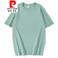皮爾卡丹（pierre cardin）200克精梳棉重磅體恤春夏純色短袖短袖恤打底男汗衫針織 果綠色 3XL