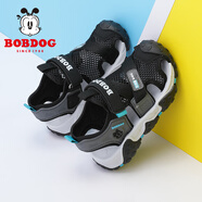 巴布豆（BOBDOG）童鞋男童包頭沙灘鞋夏季軟底時尚兒童涼鞋 105532008 黑/鉛灰28