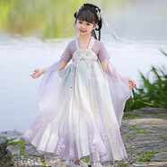 安妮優(yōu)兒漢服女童夏款古裝連衣裙2025新款夏季小女孩兒童公主裙子 紫色160