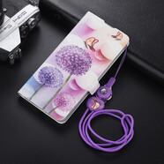 阿法普阿法 蘋(píng)果手機殼紅色招財貓翻蓋皮套潮男女款插卡包掛繩保護套全包防摔 蒲公英+掛繩 6.1英寸-蘋(píng)果iphone12專(zhuān)屬