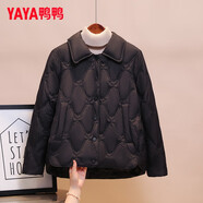 鴨鴨（YAYA）輕薄羽絨服女士短款2024年冬季新款百搭時(shí)尚休閑小個(gè)子外套 黑色 M