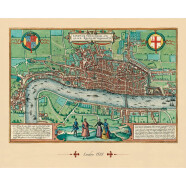 复古装饰画芯贴画文艺 欧洲城市16世纪伦敦