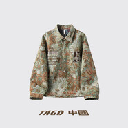 TAGD中國官方品牌店 花卉民族風(fēng)夾克春季潮牌個(gè)性翻領(lǐng)外套男女同款 綠色（款式偏寬松） L （建議身高175-180）