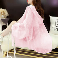 KJ法國寬松防曬衣女冰絲透氣外套蕾絲百搭防紫外線薄款上衣防曬服 粉色 XL 建議130-145斤