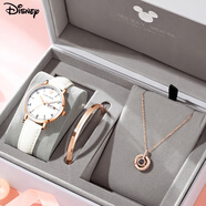 迪士尼（Disney）手表學(xué)生女初中生高中女生機(jī)械防水女孩生日禮物中考考試專用 皎月白【專柜禮盒+項(xiàng)鏈+手鐲】